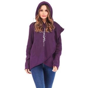 Purple faith sweatshirt with hood. Size XL.